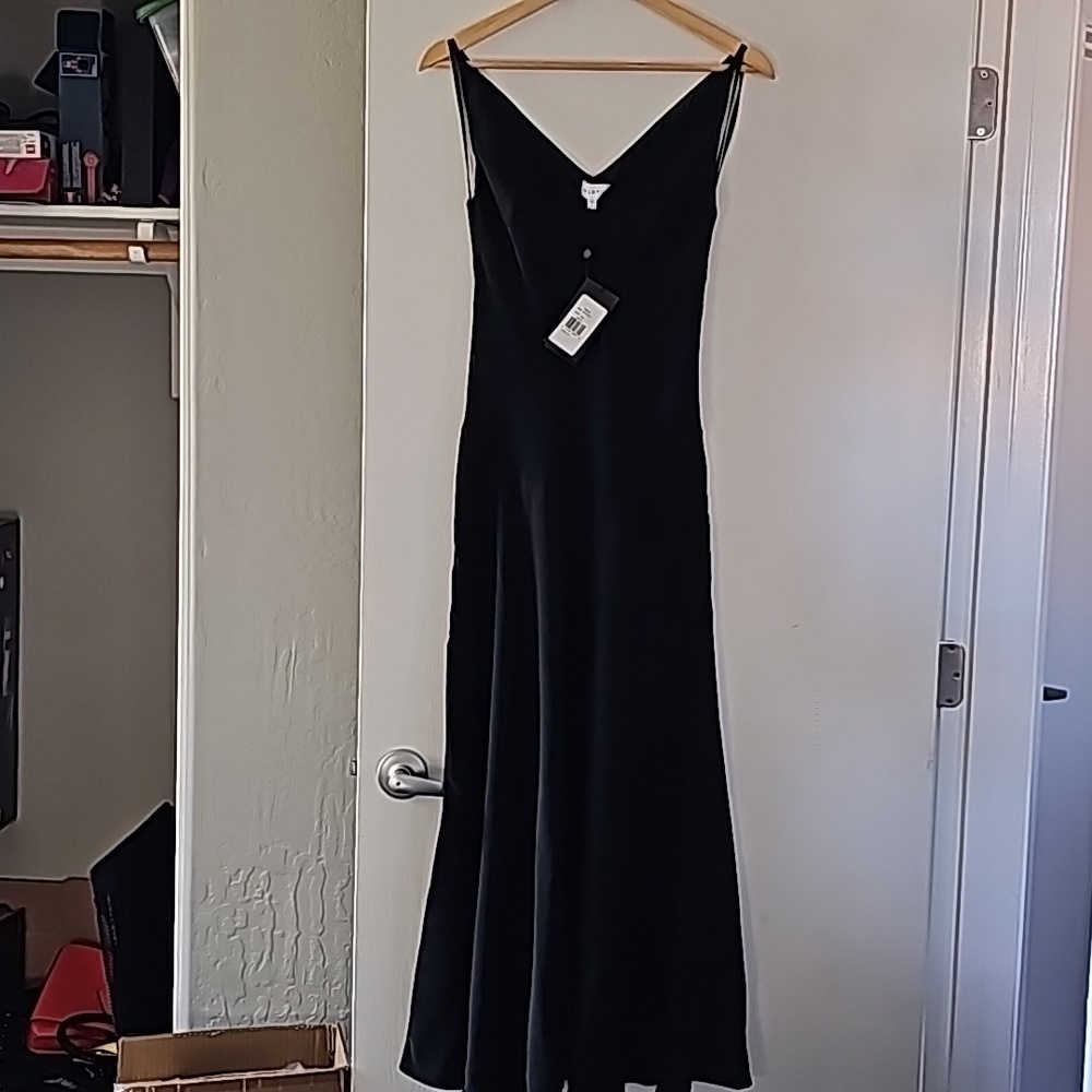 Long Black Crepe cocktail dress